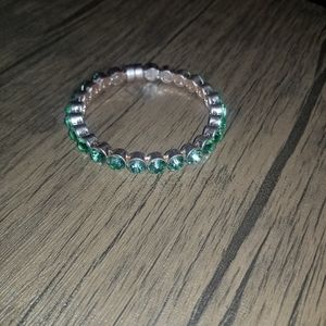 Plunder Gold with Green Rhinestone Magnetic Bangle Bracelet